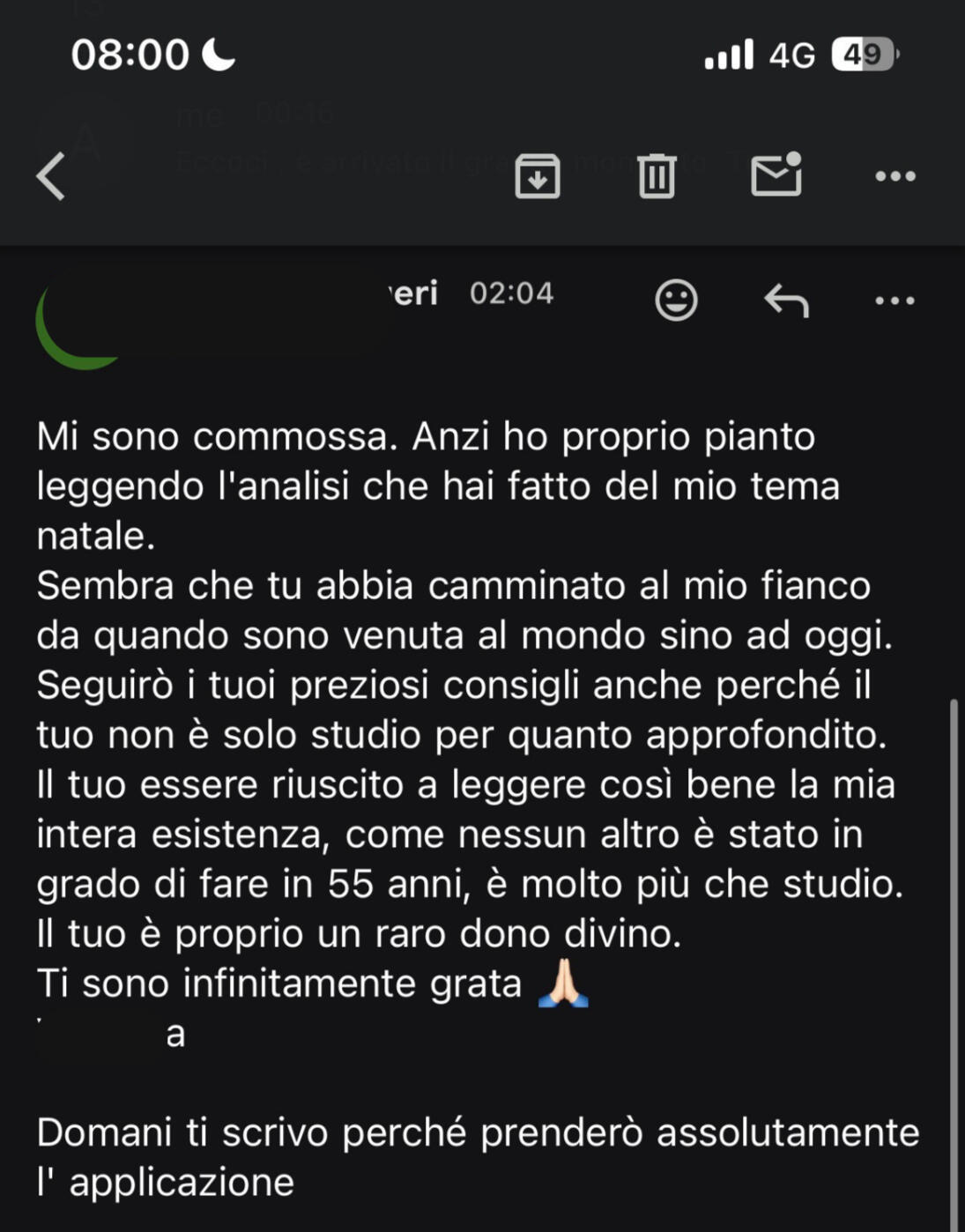 Testimonianza cliente 5 sulla carta astrale vedica di Alberto Riccio